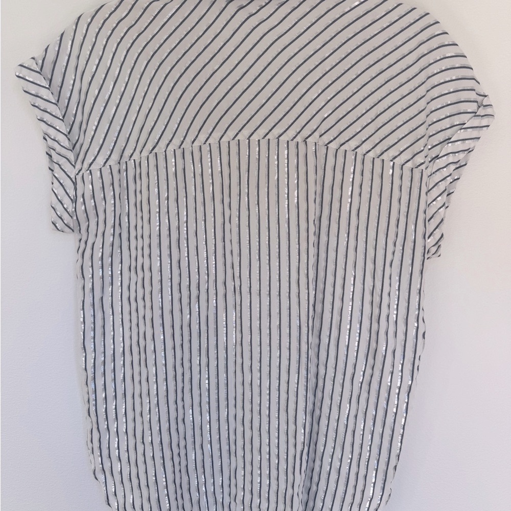 Lovestitch Striped Short Sleeve Button-Up Shirt- Large - Picture 4 of 6
